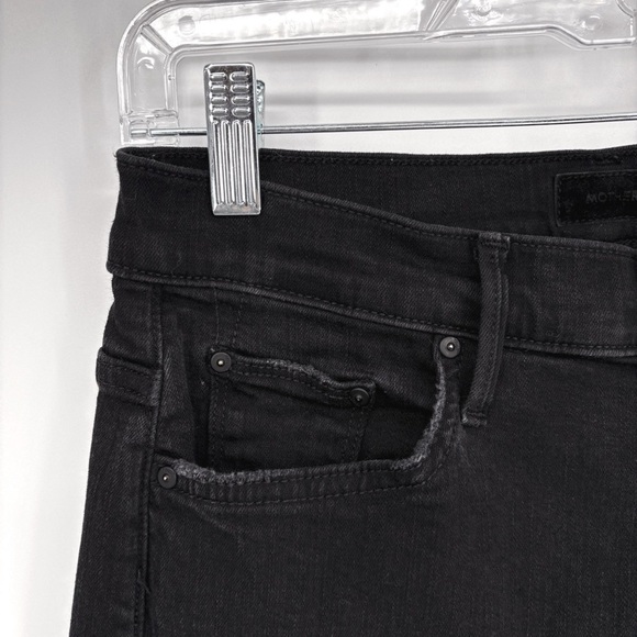 MOTHER | The Pixie Swooner Skimp Button Fly Not Quilty Black Denim Jeans | 28 - Picture 5 of 11